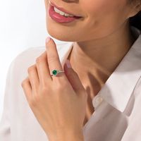 EFFY™ Collection 6.5mm Emerald and 0.33 CT. T.W. Diamond Frame Ring in 14K White Gold|Peoples Jewellers