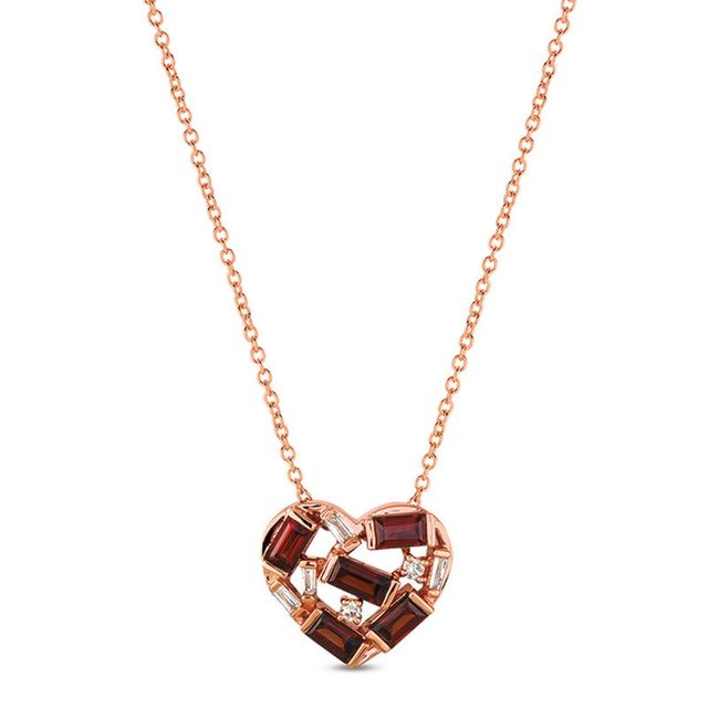 Le Vian® Pomegranate Garnet™ and Crème Brûlée Diamonds™ 0.06 CT. T.W. Diamond Heart Pendant in 14K Strawberry Gold™