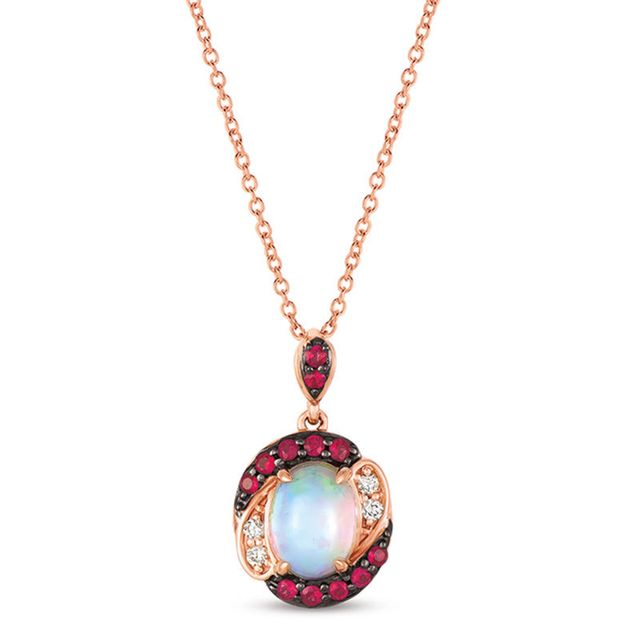 Le Vian® Neopolitan Opal™, Passion Ruby™ and 0.04 CT. T.W. Crème Brûlée Diamonds™ Pendant in 14K Strawberry Gold™|Peoples Jewellers