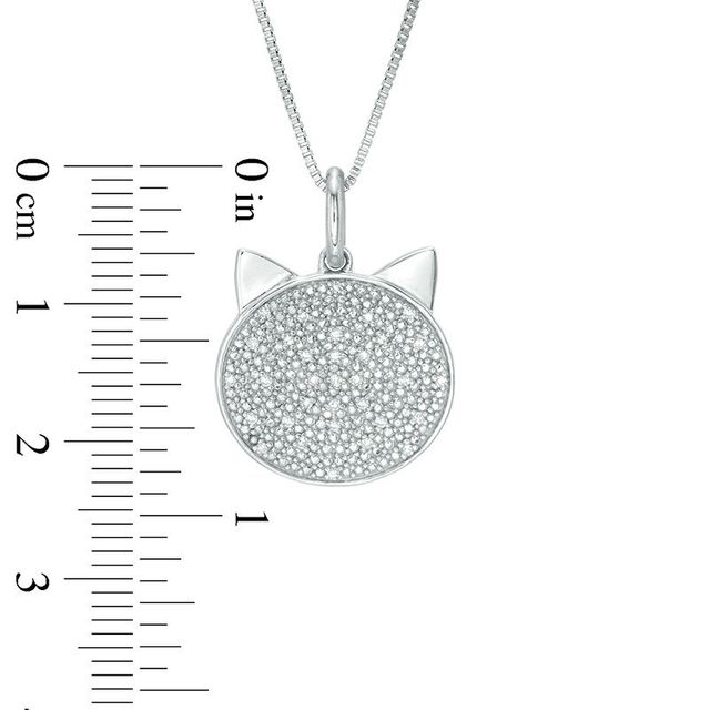 0.10 CT. T.W. Diamond Cat Face Pendant in Sterling Silver|Peoples Jewellers