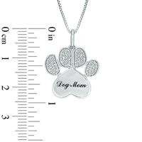 0.10 CT. T.W. Diamond Paw Print and "Dog Mom" Pendant in Sterling Silver|Peoples Jewellers
