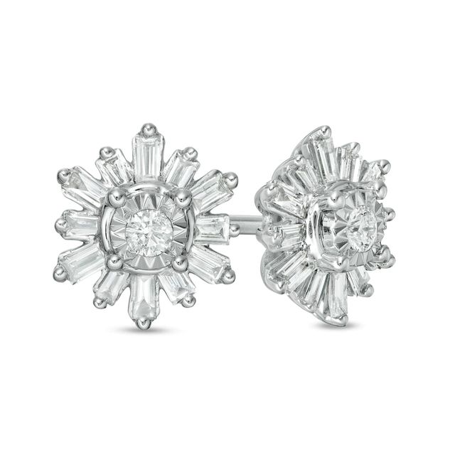 0.25 CT. T.W. Diamond Snowflake Stud Earrings in 10K White Gold|Peoples Jewellers