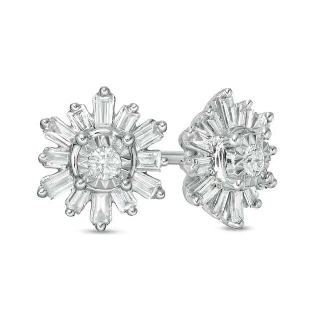 0.25 CT. T.W. Diamond Snowflake Stud Earrings in 10K White Gold