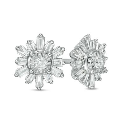 0.25 CT. T.W. Diamond Snowflake Stud Earrings in 10K White Gold|Peoples Jewellers