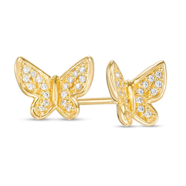 0.09 CT. T.W. Diamond Butterfly Stud Earrings in 10K Gold