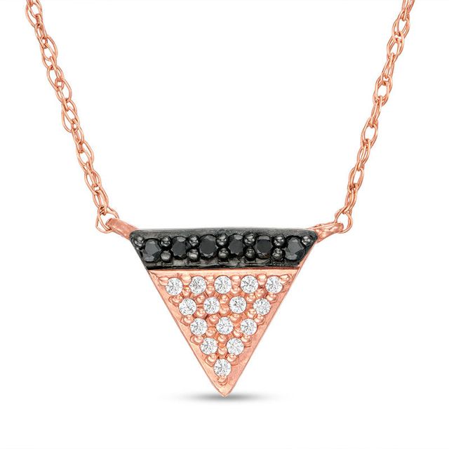 0.10 CT. T.W. Enhanced Black and White Diamond Triangle Necklace in 10K Rose Gold - 17"|Peoples Jewellers