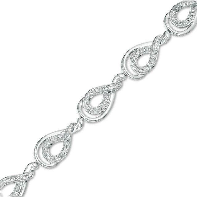 0.10 CT. T.W. Diamond Teardrop Bracelet in Sterling Silver|Peoples Jewellers