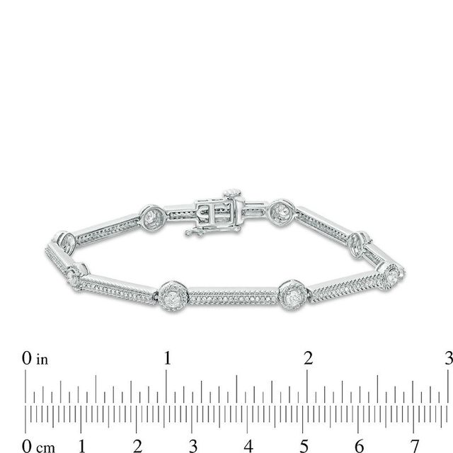 0.95 CT. T.W. Certified Canadian Diamond Station Bracelet in 14K White Gold (I/I2)