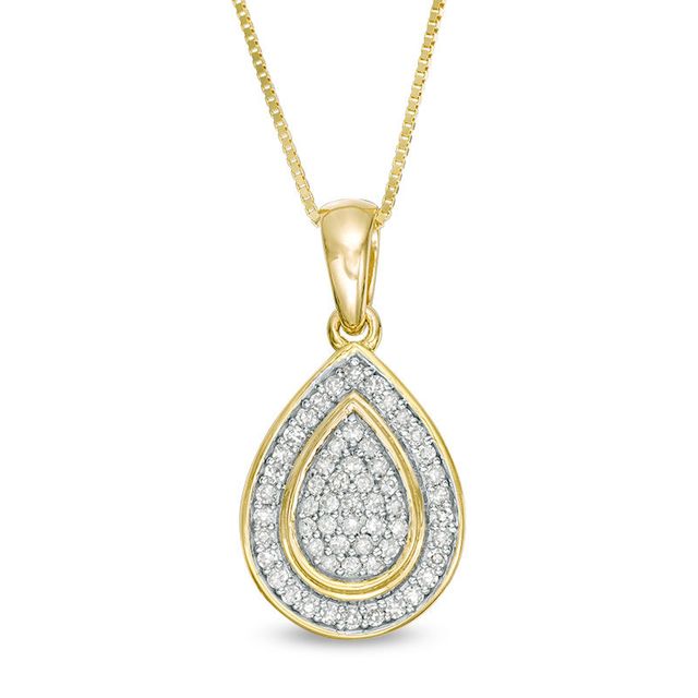 0.24 CT. T.W. Composite Diamond Teardrop Pendant in 10K Gold