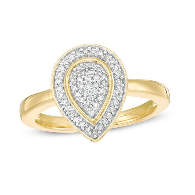 0.24 CT. T.W. Composite Diamond Pear-Shaped Frame Ring in 10K Gold|Peoples Jewellers