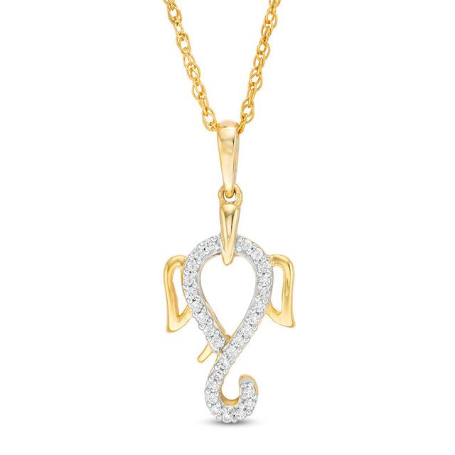 0.10 CT. T.W. Diamond Elephant Pendant in 10K Gold