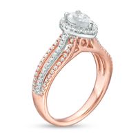 1.00 CT. T.W. Certified Canadian Pear-Shaped Diamond Frame Engagement Ring in 14K Two-Tone Gold (I/SI2)|Peoples Jewellers