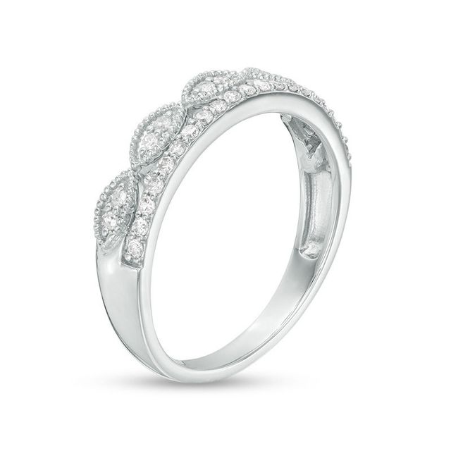 0.24 CT. T.W. Diamond Marquise Vintage-Style Stacked Ring in 10K White Gold|Peoples Jewellers