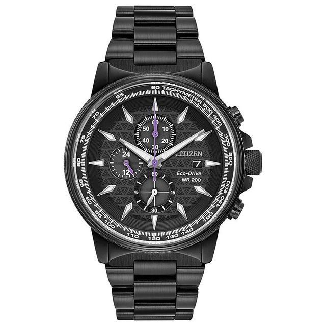 Men's Citizen Eco-Drive® Black Panther Chronograph Black IP Watch with Black Dial (Model: CA0297-52W)|Peoples Jewellers