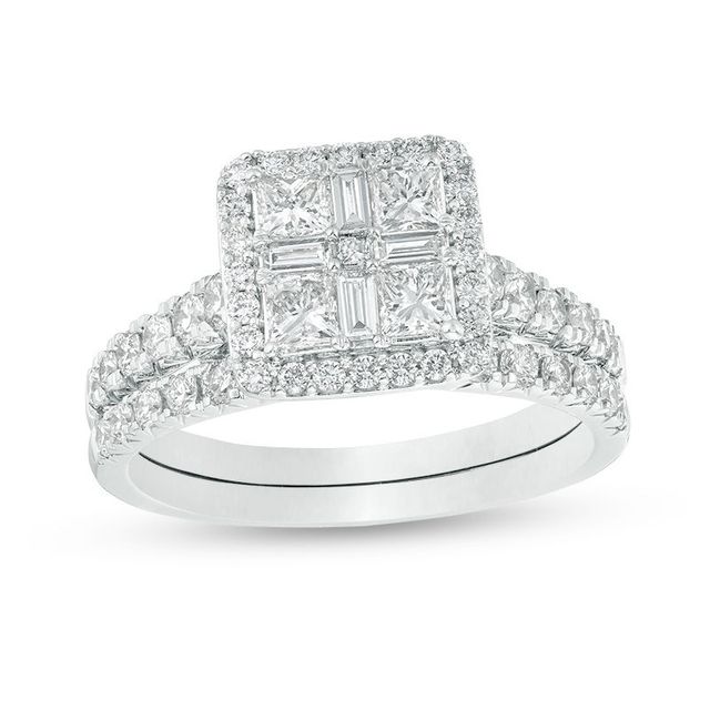 1.50 CT. T.W. Quad Princess-Cut Diamond Frame Bridal Set in 14K Two-Toned Gold|Peoples Jewellers