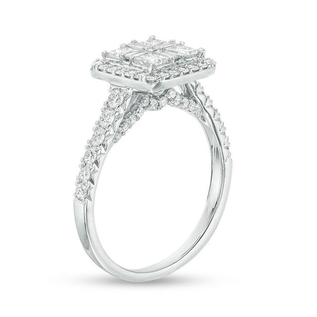 1.50 CT. T.W. Quad Princess-Cut Diamond Frame Bridal Set in 14K Two-Toned Gold|Peoples Jewellers