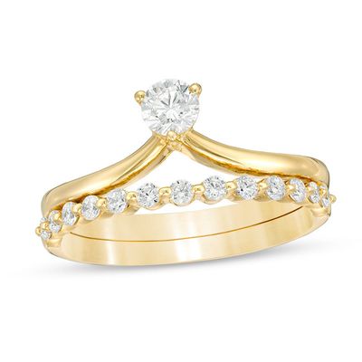 0.50 CT. T.W. Diamond Chevron Bridal Set in 14K Gold|Peoples Jewellers