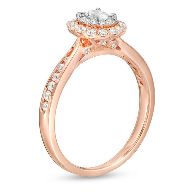 0.50 CT. T.W. Oval Diamond Double Frame Engagement Ring in 14K Two-Tone Gold|Peoples Jewellers