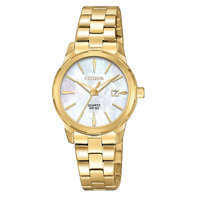 Ladies' Citizen Quartz Gold-Tone Watch with Mother-of-Pearl Dial (Model: EU6072-56D)|Peoples Jewellers