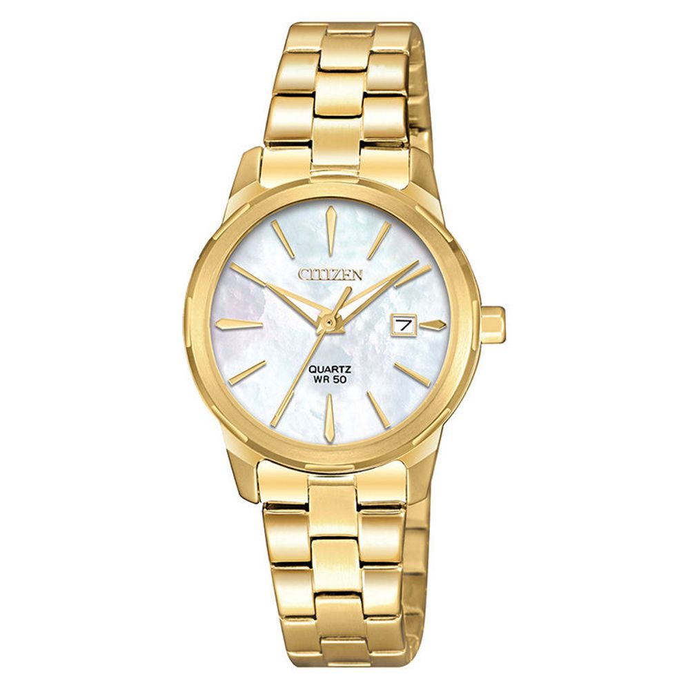 Ladies' Citizen Quartz Gold-Tone Watch with Mother-of-Pearl Dial (Model: EU6072-56D)|Peoples Jewellers