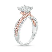 0.75 CT. T.W. Composite Diamond Cushion Frame Swirl Engagement Ring in 10K Two-Tone Gold|Peoples Jewellers