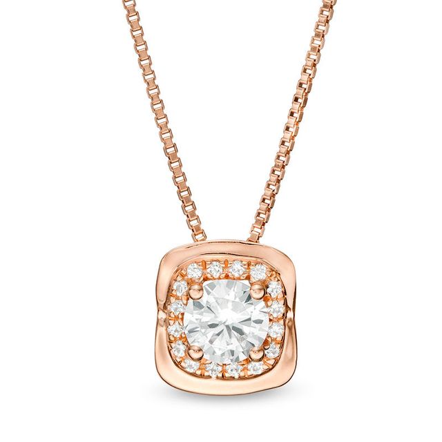 0.37 CT. T.W. Diamond Cushion Frame Pendant in 14K Rose Gold