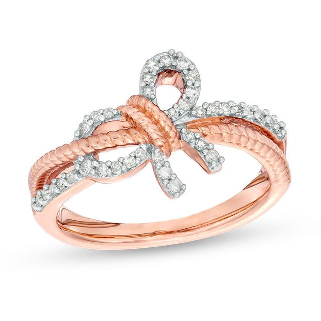 0.18 CT. T.W. Diamond Bow Ring in 10K Rose Gold|Peoples Jewellers