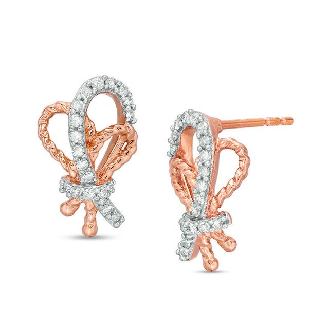 0.18 CT. T.W. Diamond Knot Drop Earrings in 10K Rose Gold|Peoples Jewellers