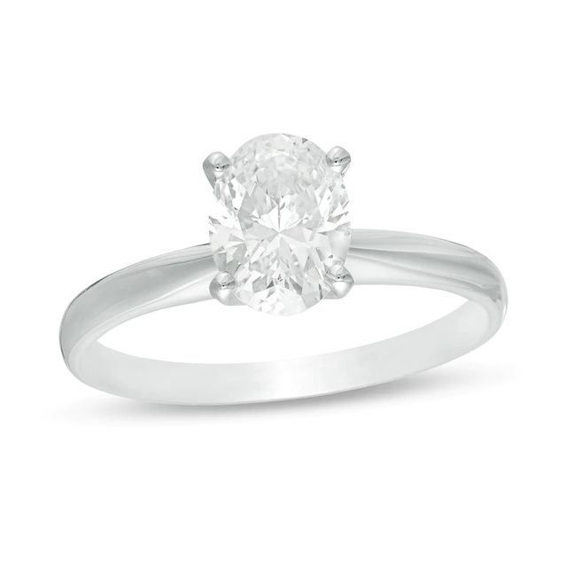 1.45 CT. Certified Oval Diamond Solitaire Engagement Ring in 14K White Gold (I/I1)|Peoples Jewellers