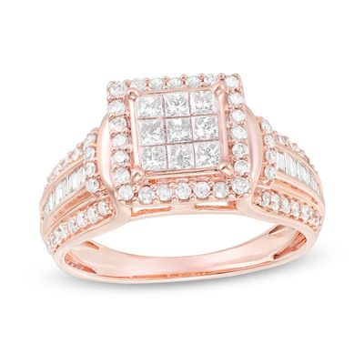 1.00 CT. T.W. Composite Diamond Cushion Frame Engagement Ring in 10K Rose Gold|Peoples Jewellers