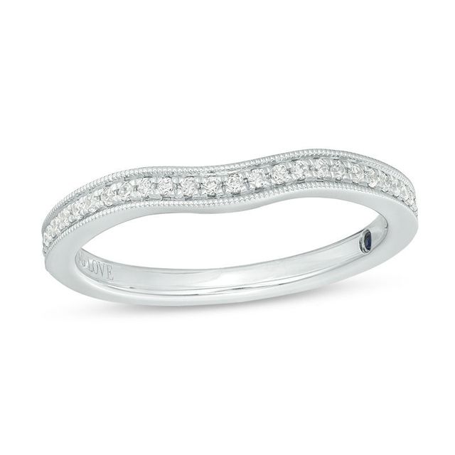 Vera Wang Love Collection 0.115 CT. T.W. Diamond Contour Vintage-Style Wedding Band in 14K White Gold|Peoples Jewellers