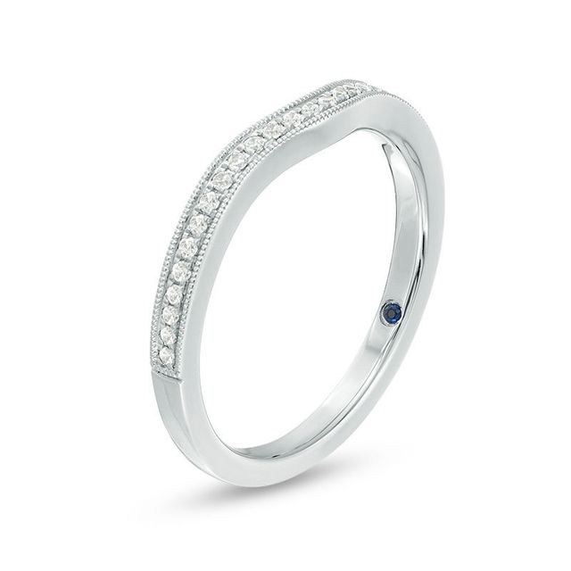 Vera Wang Love Collection 0.115 CT. T.W. Diamond Contour Vintage-Style Wedding Band in 14K White Gold|Peoples Jewellers