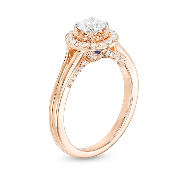 Vera Wang Love Collection 0.69 CT. T.W. Diamond Frame Split Shank Engagement Ring in 14K Rose Gold