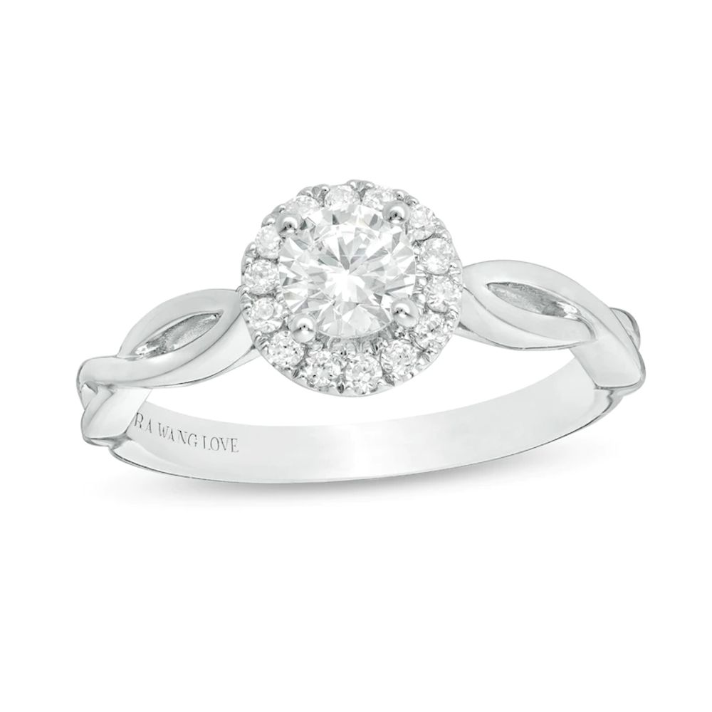 Vera Wang Love Collection 0.58 CT. T.W. Diamond Frame Twist Engagement Ring in 14K White Gold|Peoples Jewellers