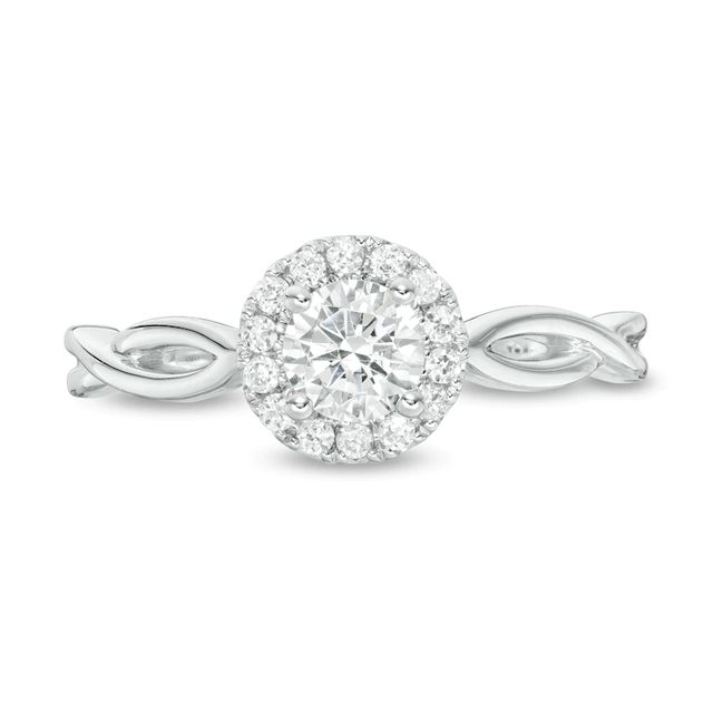 Vera Wang Love Collection 0.58 CT. T.W. Diamond Frame Twist Engagement Ring in 14K White Gold|Peoples Jewellers