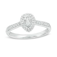 0.33 CT. T.W. Composite Diamond Frame Teardrop Engagement Ring in 10K White Gold|Peoples Jewellers