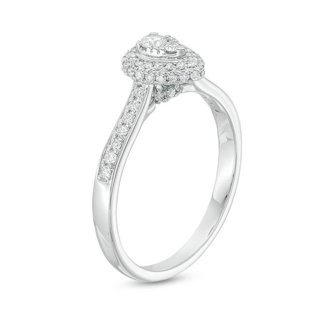 0.33 CT. T.W. Composite Diamond Frame Teardrop Engagement Ring in 10K White Gold|Peoples Jewellers