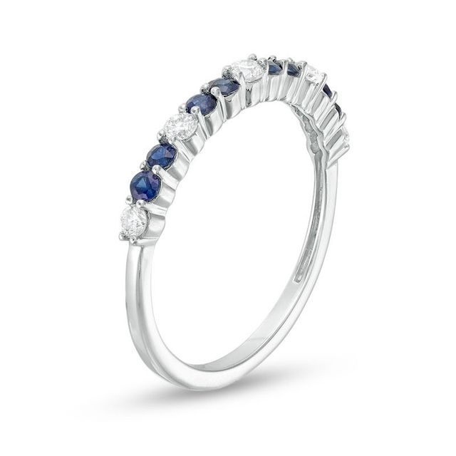 Blue Sapphire and 0.18 CT. T.W. Diamond Alternating Stackable Band in 10K White Gold|Peoples Jewellers