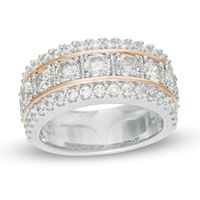 2.00 CT. T.W. Diamond Multi-Row Band in 10K White Gold and 14K Rose Gold Plate|Peoples Jewellers