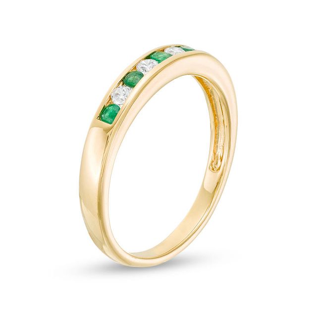 Emerald and 0.115 CT. T.W. Diamond Channel-Set Alternating Stackable Band in 10K Gold|Peoples Jewellers