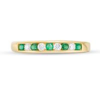 Emerald and 0.115 CT. T.W. Diamond Channel-Set Alternating Stackable Band in 10K Gold|Peoples Jewellers