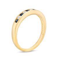 Blue Sapphire and 0.115 CT. T.W. Diamond Channel-Set Alternating Stackable Band in 10K Gold|Peoples Jewellers