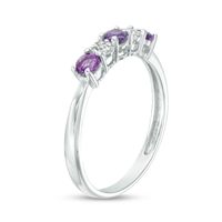 3.0mm Amethyst and 0.04 CT. T.W. Composite Diamond Five Stone Alternating Stackable Band in 10K White Gold|Peoples Jewellers