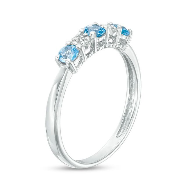 3.0mm Blue Topaz and 0.04 CT. T.W. Composite Diamond Five Stone Alternating Stackable Band in 10K White Gold|Peoples Jewellers