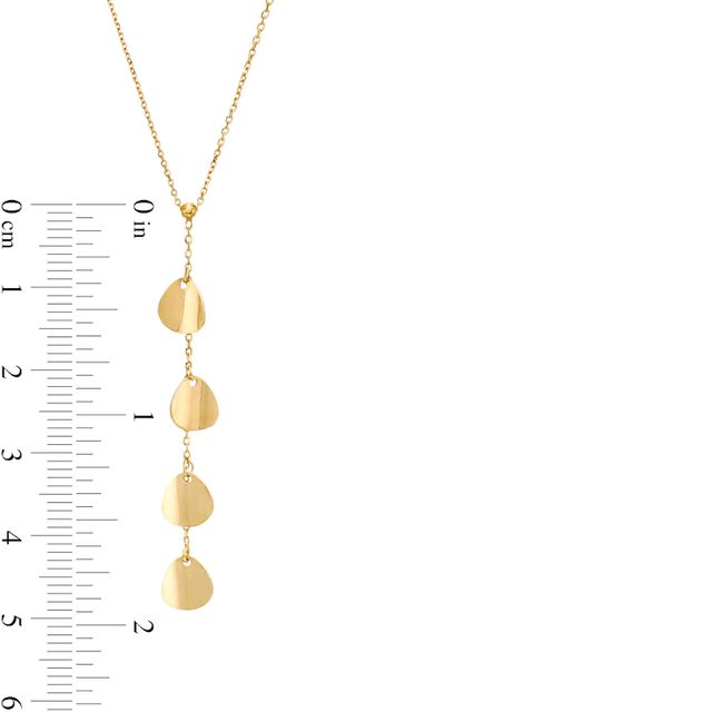 Flower Petal Station Linear Drop Necklace in 14K Gold - 16.5"