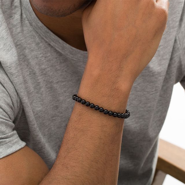 EFFY™ Collection Men's 6.0mm Onyx Bead Stretch Bracelet|Peoples Jewellers