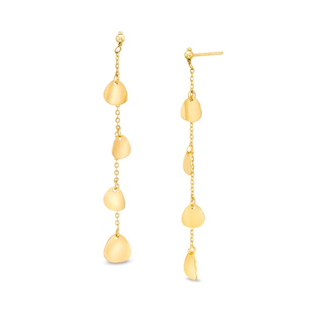 Flower Petal Station Chain Drop Earrings in 14K Gold|Peoples Jewellers