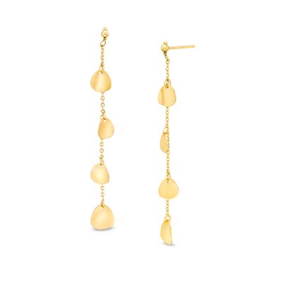 Flower Petal Station Chain Drop Earrings in 14K Gold|Peoples Jewellers