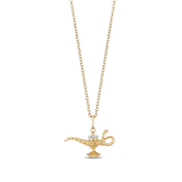 Enchanted Disney Jasmine Diamond Accent Filigree Lamp Pendant in 10K Gold - 19"|Peoples Jewellers