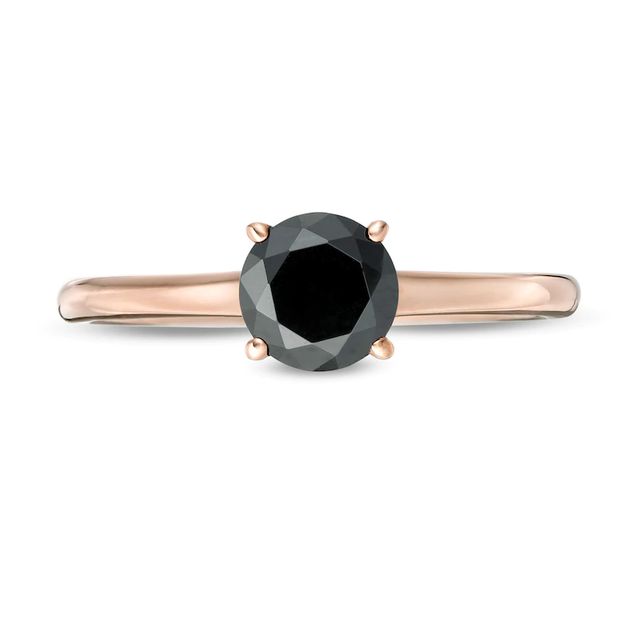 CT. Black Diamond Solitaire Engagement Ring in 10K Rose Gold